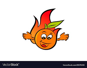 A happy orange fire ball waving its hands vector image