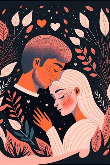 A.I generated - Illustration vector of a couple snuggling
