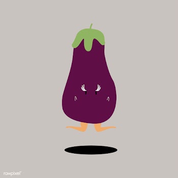 A jumping eggplant cartoon character vector | Free stock vector - 538661