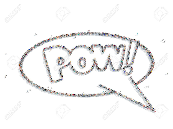 A Large Group Of People In The Shape Of An Pow , Pop Art, Retro ...