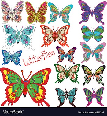 A large set of colored butterflies vector image