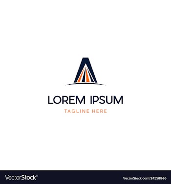 A letter logo design with creative mountain vector image