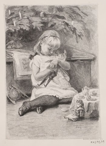 A little girl playing under a Christmas | Free Photo - rawpixel