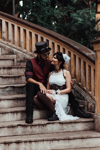 A Man and a Woman in Steampunk Clothes