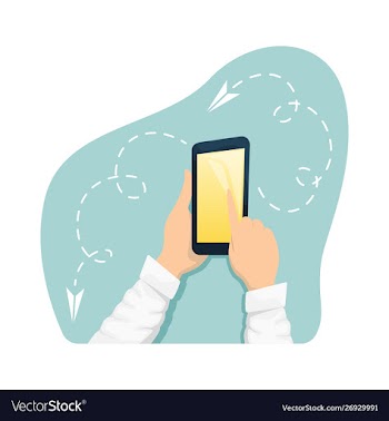 A man holding a smartphone modern gadgets vector image