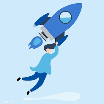 A man holding onto a launched rocket | Free stock vector - 478383