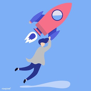 A man holding onto a launched rocket | Free stock vector - 478898