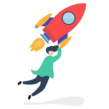 A man holding onto a launched rocket | Free stock vector - 478972