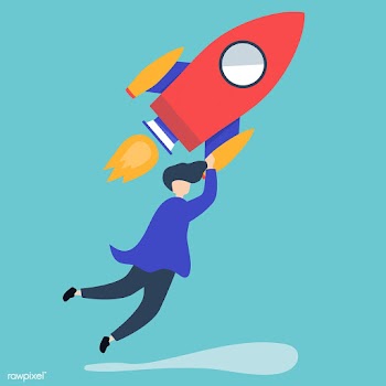 A man holding onto a launched rocket | Free stock vector - 479019