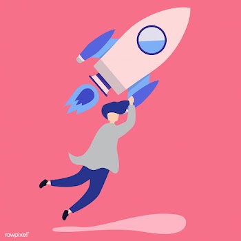 A man holding onto a launched rocket | Free stock vector - 479468