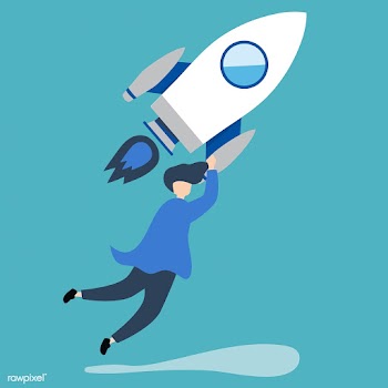 A man holding onto a launched rocket | Free stock vector - 479481