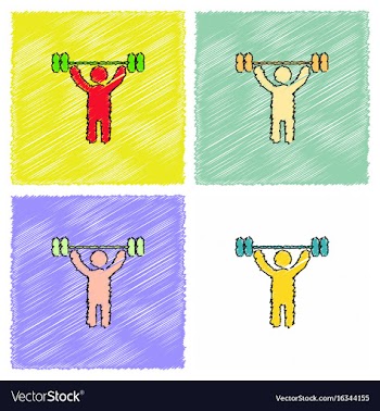 A man lifting weight silhouette in hatching style vector image