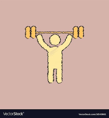 A man lifting weight silhouette in hatching style vector image