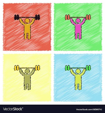 A man lifting weight silhouette in hatching style vector image
