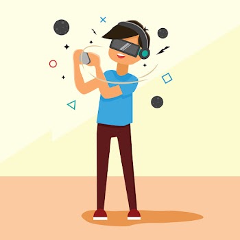 A Man With Virtual Reality Device