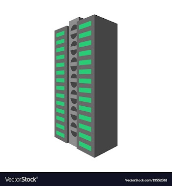 A modern multi-storey building with a complex vector image