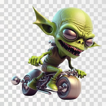 A monster riding a vehicle, PNG transparent background