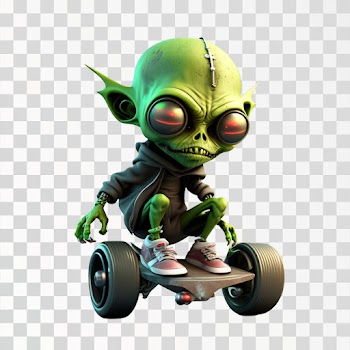 A monster riding a vehicle, PNG transparent background