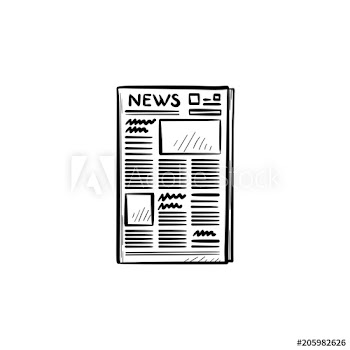 A newspaper hand drawn outline doodle icon