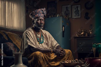A Nigerian elder sitting in a living room