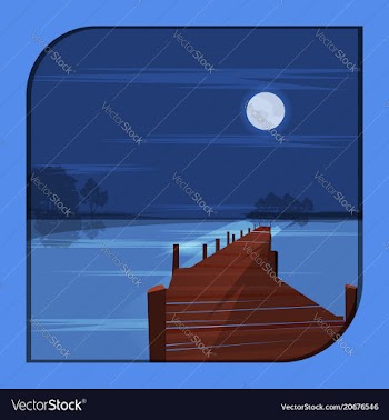 A night scene at a pier in a frame vector image
