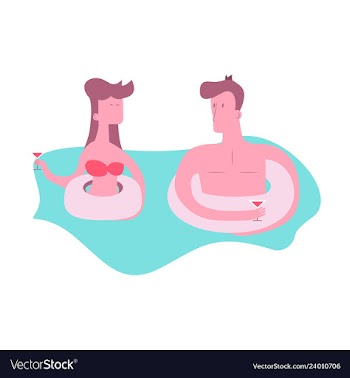 A of trendy young people having a pool party vector image