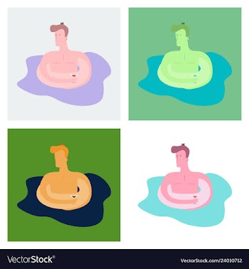 A of trendy young people having a pool party vector image
