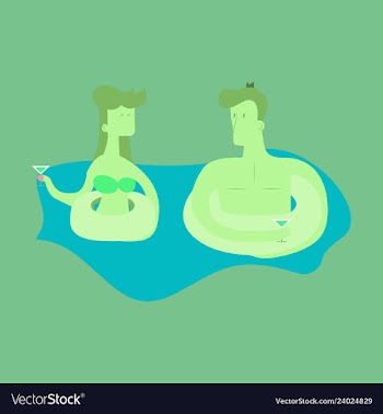 A of trendy young people having a pool party vector image