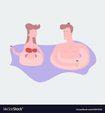 A of trendy young people having a pool party vector image