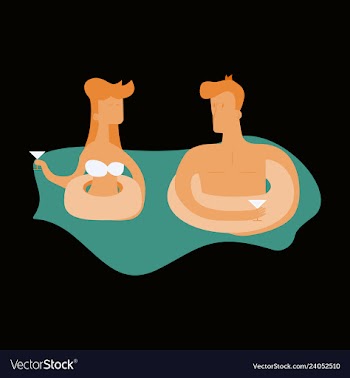 A of trendy young people having a pool party vector image
