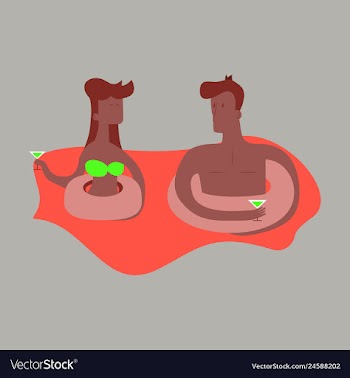A of trendy young people having a pool party vector image