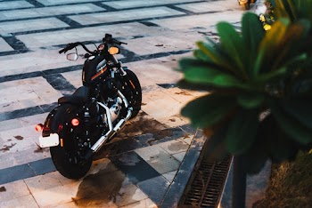 A Parked Black Motorcycle