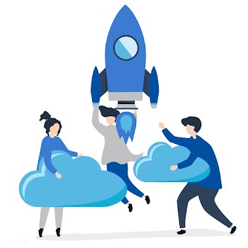 A people holding onto a launched rocket and c.. | Free stock vector - 479485