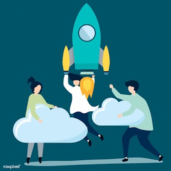A people holding onto a launched rocket and c.. | Free stock vector - 480450