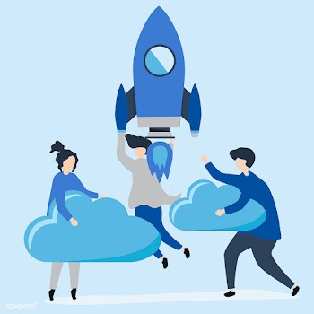 A people holding onto a launched rocket and c.. | Free stock vector - 480581