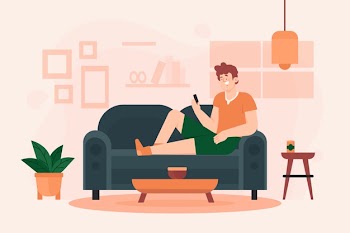 A person relaxing at home illustration Free Vector