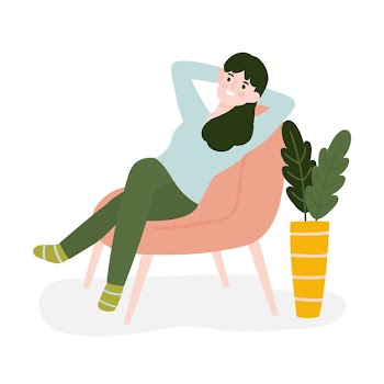 A person relaxing at home illustration Free Vector