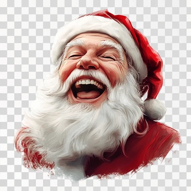 a picture laughing santa claus whith white backgound