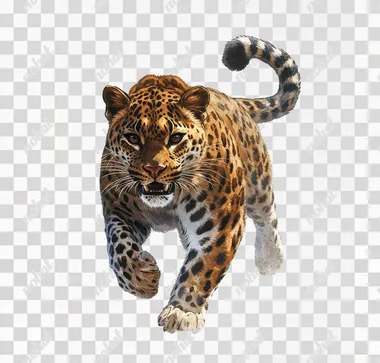 a picture of a leopard running on a PNG transparent background