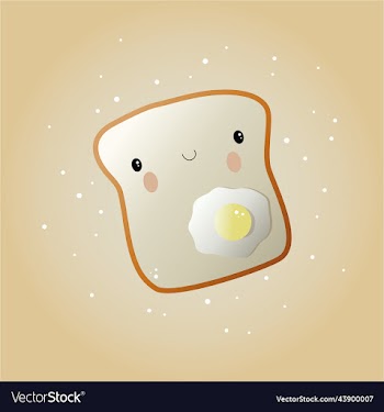 a piece of bread with scrambled eggs cute children