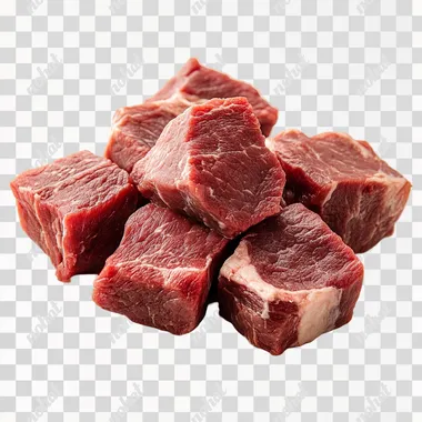 a pile of raw meat on a PNG transparent background