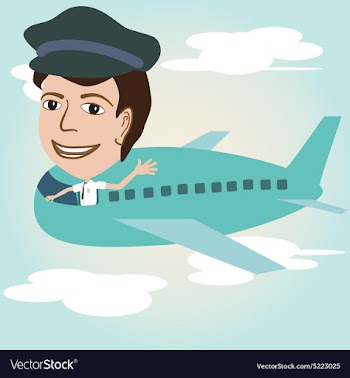 A pilot on an airplane above sky vector image