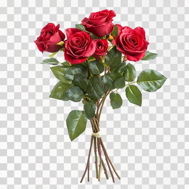 A realistic bouquet of red Ecuadorian roses, highly detailed