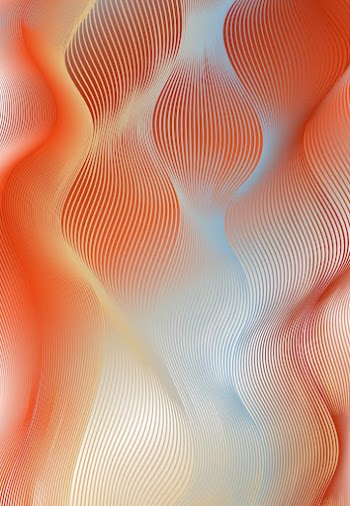a red and blue background with wavy lines