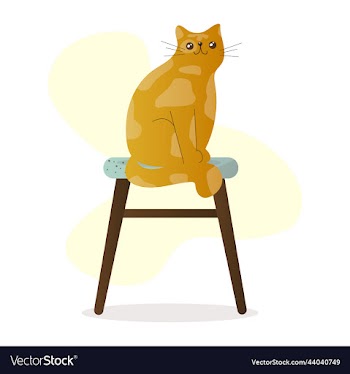 a red cat sitting on a stool