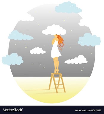 a red-haired girl in white dress stands