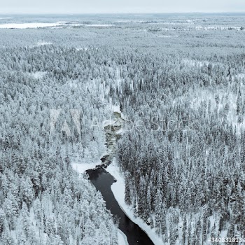A river in winter at Oulanka National Park, Finland.