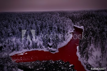 A river in winter at Oulanka National Park, Finland.