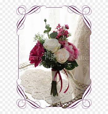 A Romantic Vibrant Magenta Pink And Blush Ivory Bridesmaid - Garden Roses