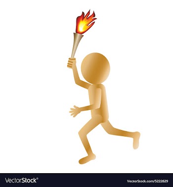 A running golden 3d man carrying a torch isolated vector image
